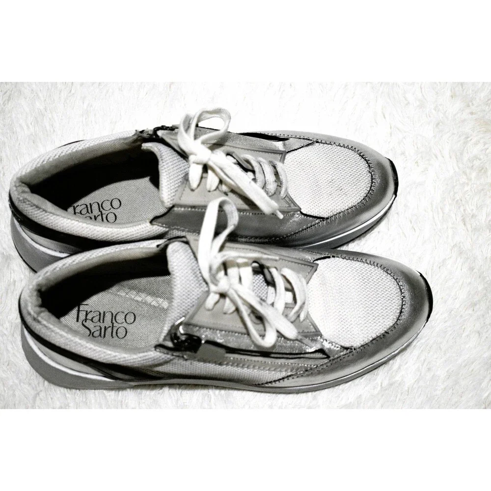Franco Sarto Imperial Distressed Silver Mesh with Side Zipper - Women's Size 9